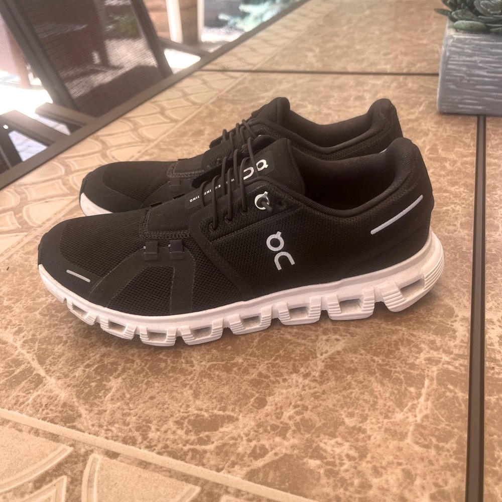 On Running Black and White Athletic Shoes with Breathable Mesh